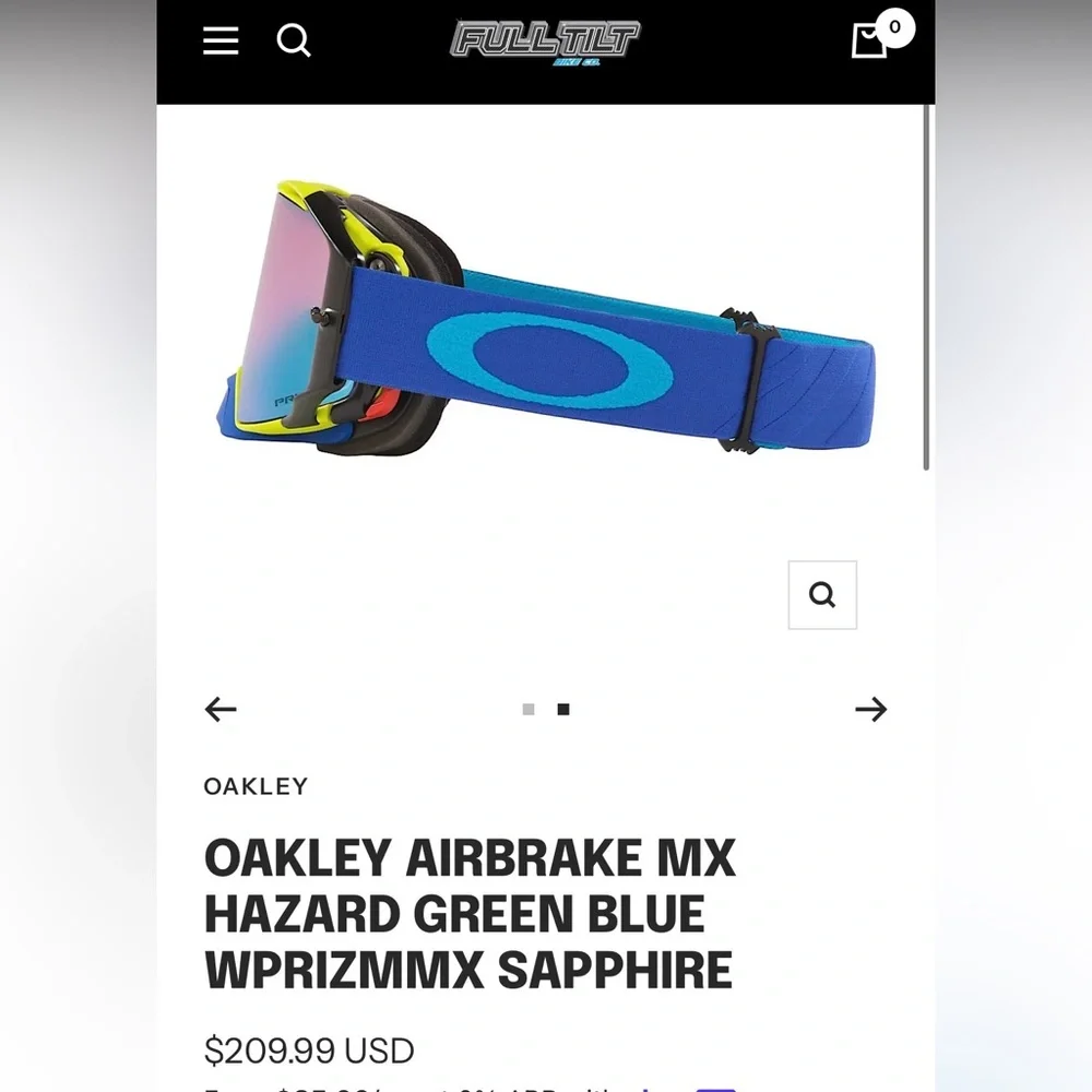 OAKLEY Airbrake MX Hazard Green Blue PRIZM MX SAPPHIRE Goggles